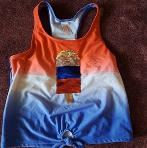 Red, white, and blue tankini